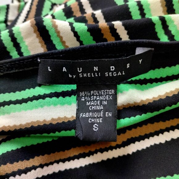 Laundry by Shelli Segal Women's Small V-Neck Long Sleeve Faux Wrap Dress Striped - Picture 2 of 7